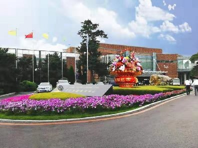國慶花籃綠雕