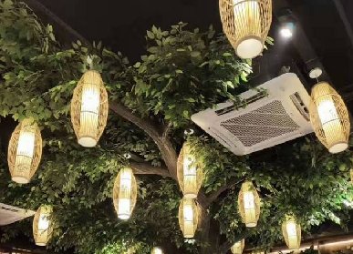 火鍋店水泥仿真樹