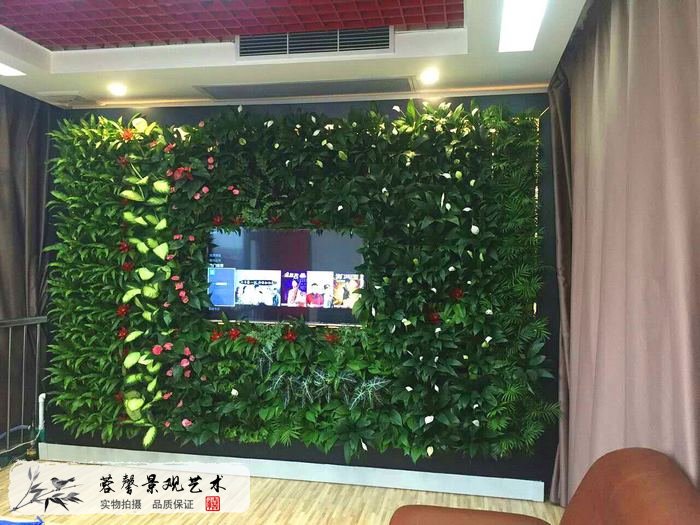 辦公室電視背景植物墻